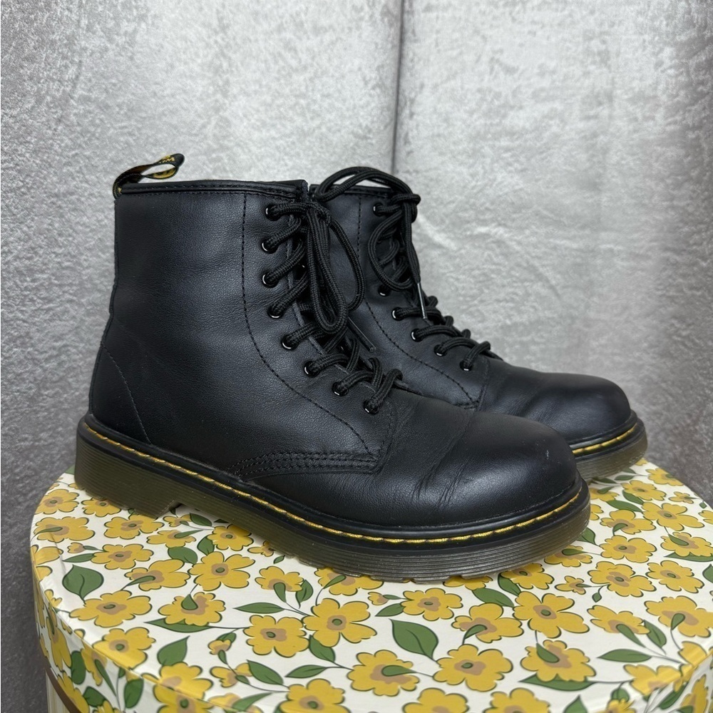 Dr. Martens Women’s 1460J Leather Lace Up Side Zip Combat Boots Black Sz US 5